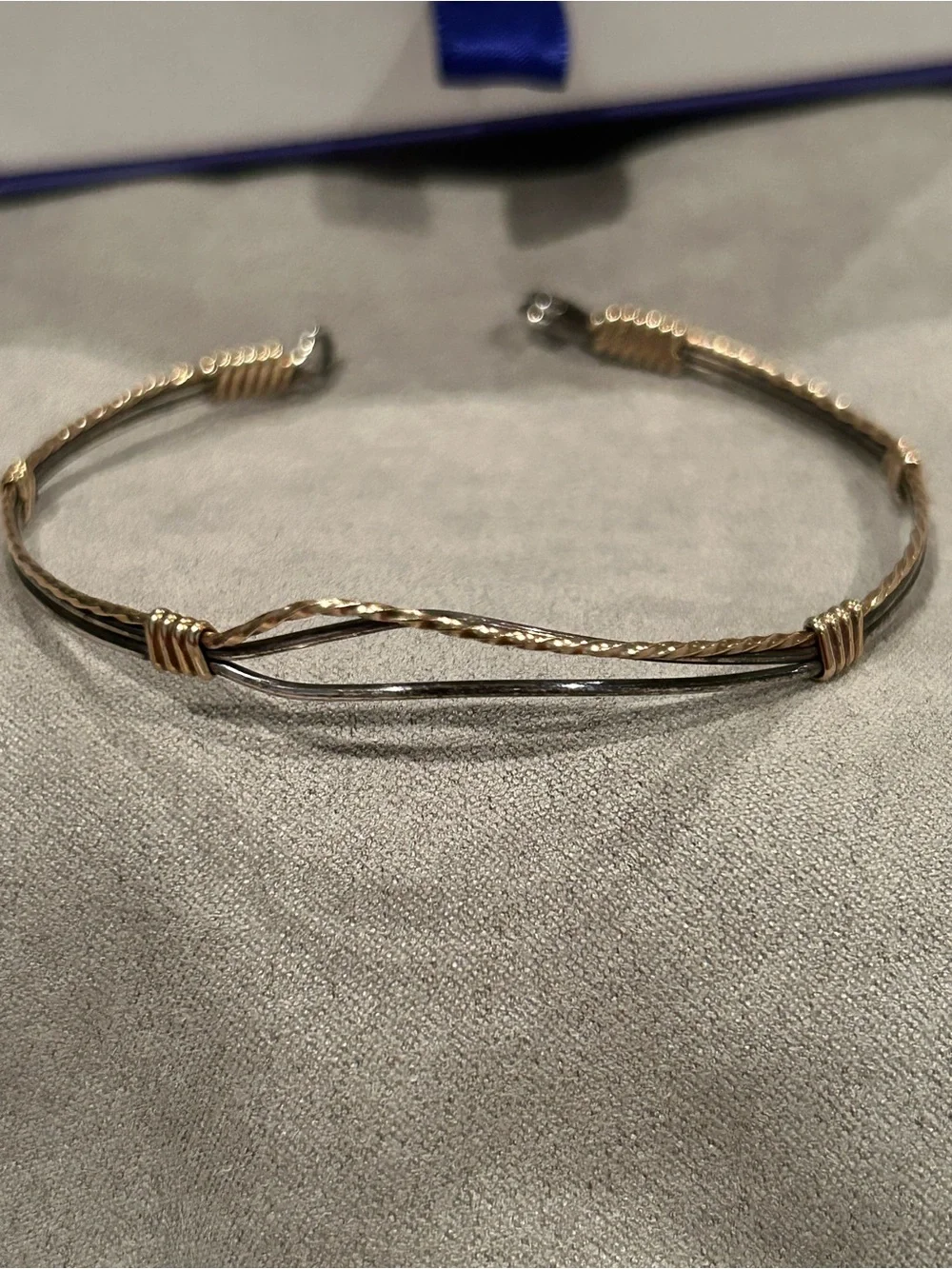 Rinaldo Elegant Two-Tone Wire Cuff Bracelet - Gold and Silver